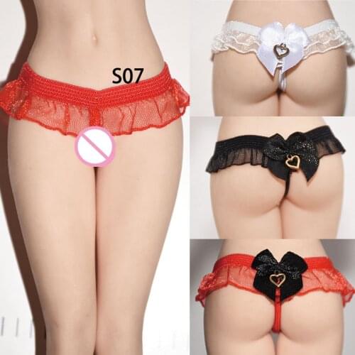 1/6 Female underwear Thong red black white panties mesh with lace bow underpants for 12 inch tbleague phicen female soldie body
