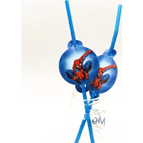 10pcs spiderman party supplies Theme Party Decoration Disposable Tableware Drinking Straws birthday party spiderman