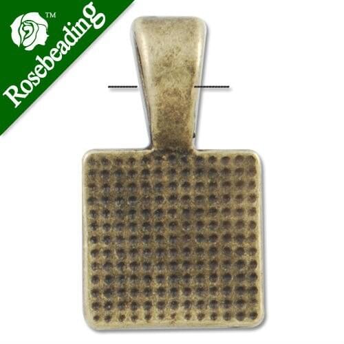 18*10 MM Antique Bronze Square Glue On Bail ,Sold 200 PCS Per Package