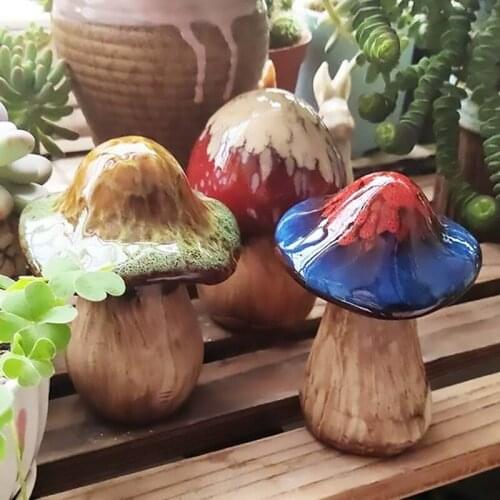 3 pc Mini mushroom creative potted plug-ins ceramic ornaments multi meat flowerpot home garden decoration accessories