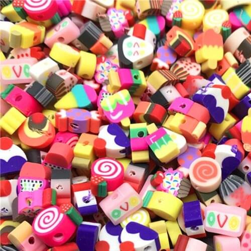 30pcs/lot 10mm Cake Beads Polymer Clay Beads Polymer Clay Spacer Beads For Jewelry Making DIY Bracelet necklace