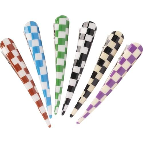 5.5 inch Acetate Sheet Grid Hair Clips for Women Girls Classic Ox Horn Shape Hairgrips Hair Clamp Hair Accessories Hair Jewelry