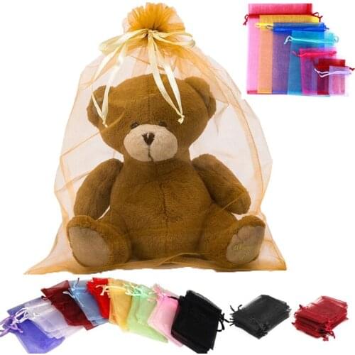 5PCS Organza Bags Large Size Packaging Candy Box Transparent Wedding Pouches Present Jewely Gift Bag Chocolate Party Storage