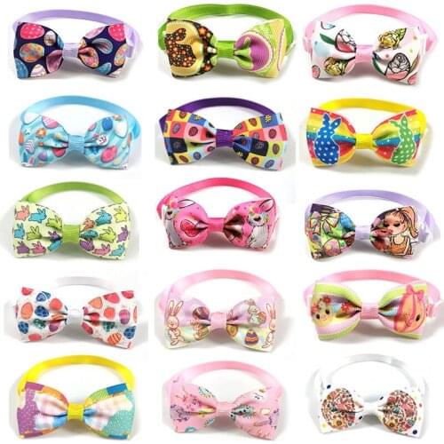 50/100pcs Easter Dog Supplies Pet Cat Dog Necktie Bowties Rabbit Eggs Pattern Small Dog Puppy Tie Dog Accessories for Small Dogs