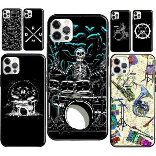 Musical Drum Drumsticks Drummers Soft TPU Case For iPhone XR X XS MAX SE 2020 6S 8 7 Plus 12 Mini 11 Pro Max Cover Shell