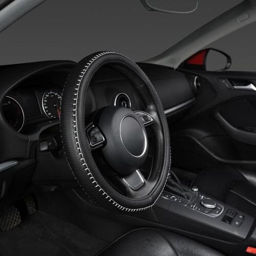 AUTOYOUTH Automobiles Steering Wheel Cover Premium PU Leather Classic Car Interior Accessories Anti-Slip Fit for 38CM Diameter