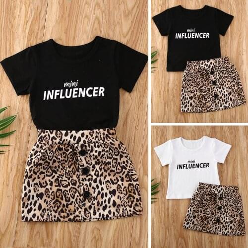 Citgeett Summer 2PCS Toddler Kids Baby Girl Clothes Set Tops Letters T Shirt Mini Skirt Dress Outfits Set