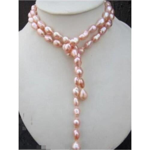 Elegant 11-12mm south sea baroque gold pink pearl necklace 42inch natural Luxury Ms. girl Wedding Jewelry