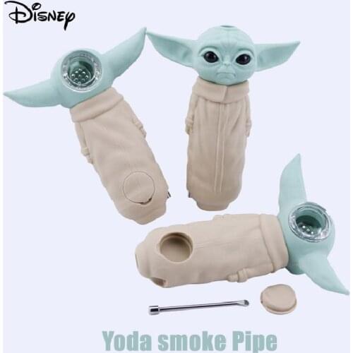 1pc baby Yoda Action Figure Tobacco Creative Shape Silicone Smoking Pipe Non-fragile Tobacco Hand Herb Pipe Accessorie Adult Toy