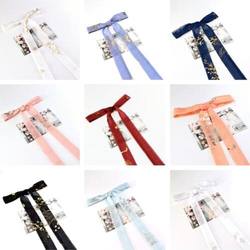 Hot stamping silver pressed cranes with multicolor fine hair ribbon ribbon super fairy ribbon costume hair accessories
