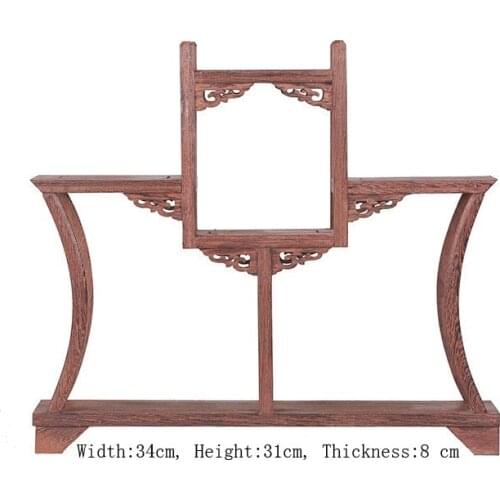 Exquisito chino Decoratable clásico hecho a mano madera WENGE pantalla estante de soporte