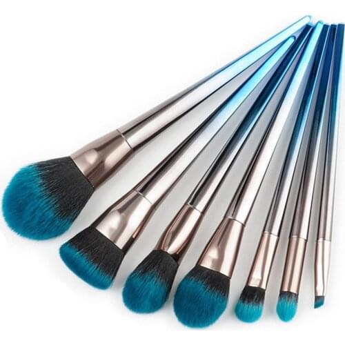 7PCS High Quality Makeup Brush Brush Suit Gradient Sapphire Blue Powder Brush Eye Shadow Brush Finishing Brush Beauty Tools