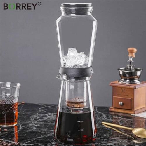 BORREY 900ML Ice Drip Coffee Pot Coffee Maker Filter Glass Percolators Espresso Kitchen Barista Dripper Ice Cold Brew Pot Brewer