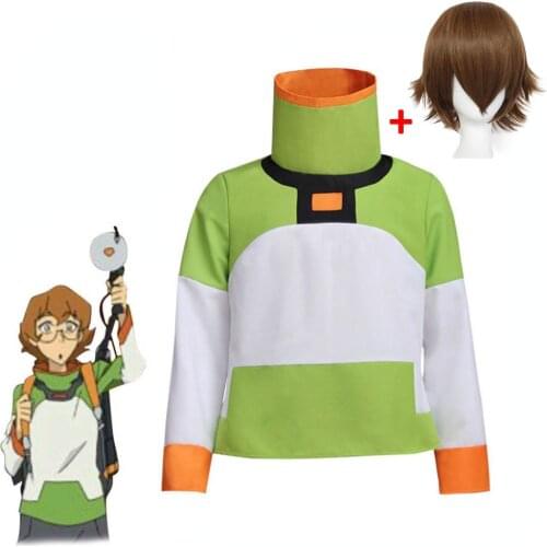 Cosplay diy Anime Voltron: Legend of the Defender Pidge Cosplay T-shirt Costume Top Long Sleeve Jacket for Halloween Costume wig