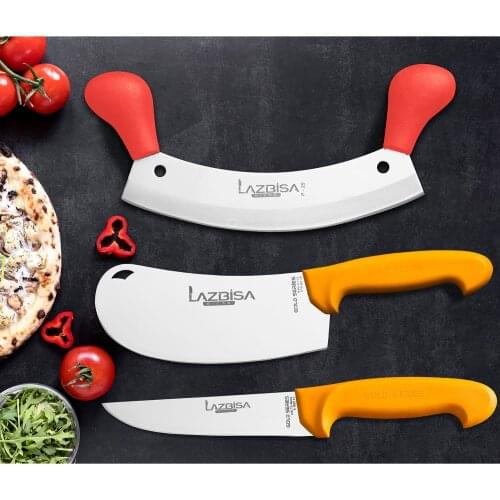 Lazbisa Kitchen Knife Set Meat Butcher Row Pizza Onion Pita Mincer Chopper Row Set 3 Pcs Набор кухонных ножей для мяса, мясника