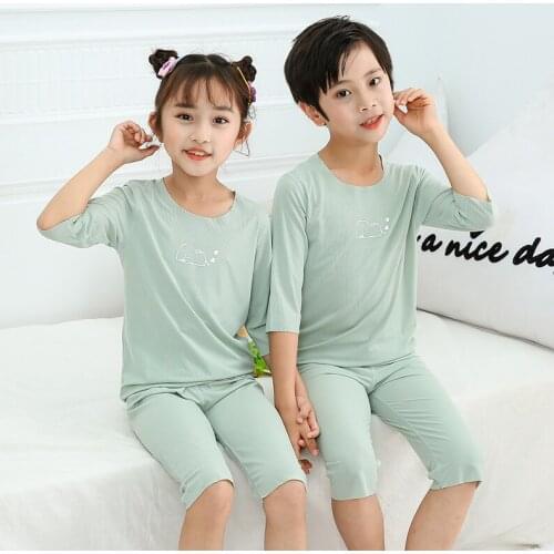 Boys Girls Sleepwear Summer Cotton Pajamas Sets Children Nightwear for Boy Pyjamas Kids Homewear 2-11Y Teens Pijamas Clothing