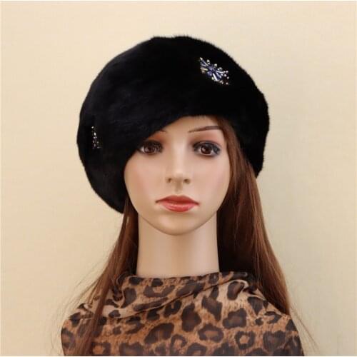 2020 new product whole mink mink beret female winter warm mink velvet fur fashion adult new leather hat