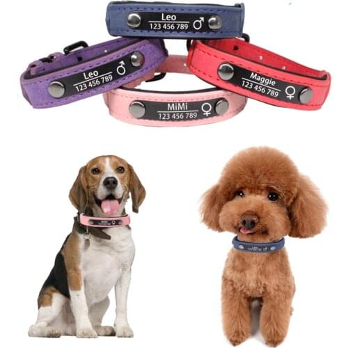 Personalized Custom Dog Collars Leather Dog Collar Name ID Tags For Small Medium Large Dogs Pitbull Bulldog
