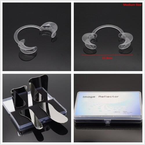 Dental 6Pcs Full-Size C-Shape Mouth Opener & 4pcs Stainless Steel Reflector Mirror