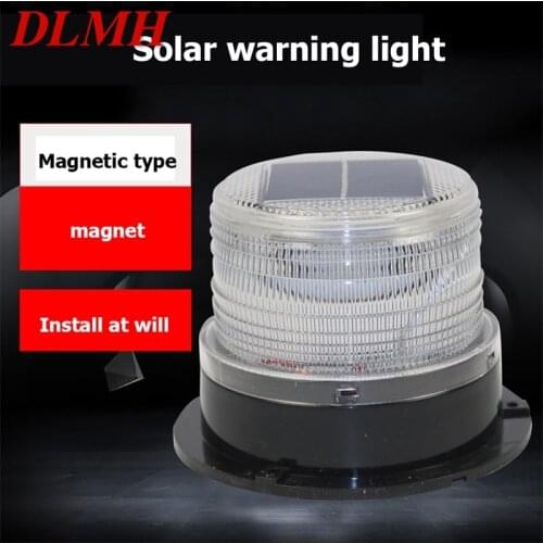 DLMH Solar Indicator Lights Red Blue Yellow Flashing Light Car Magnetic Adsorption Night Safety Warning