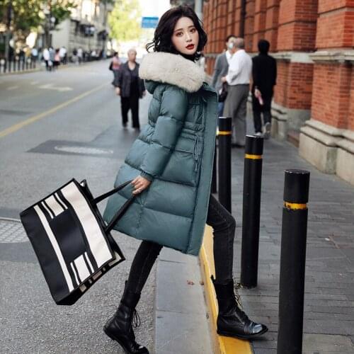 Natural Fox Fur Collar Coats Women White Duck Down Jacket Female Winter 2021 Warm Hooded Parkas Long coat Casaco Feminino Gxy105