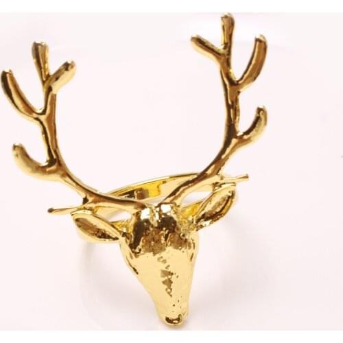 12pcs Christmas Table Ornaments Elk Napkin Ring Western restaurant Metal Napkin Buckle for Home Dinning Room Hotel Table Decor