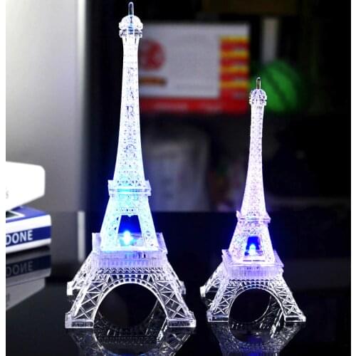 2018 RGB Colorful Decoration Eiffel Tower Switch LED Night Light 3D Illusion Table Lamp Home Novelty Lighting Kids Room Light