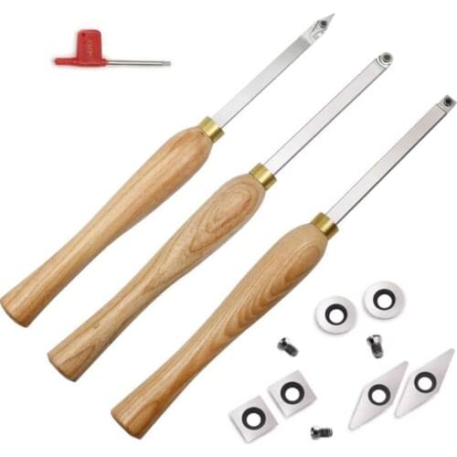 3Pcs Handheld Turning Knife Wood Rotary Contour Round Knife Square Knife Hollow Knife Woodworking Alloy Coating Turning Knife