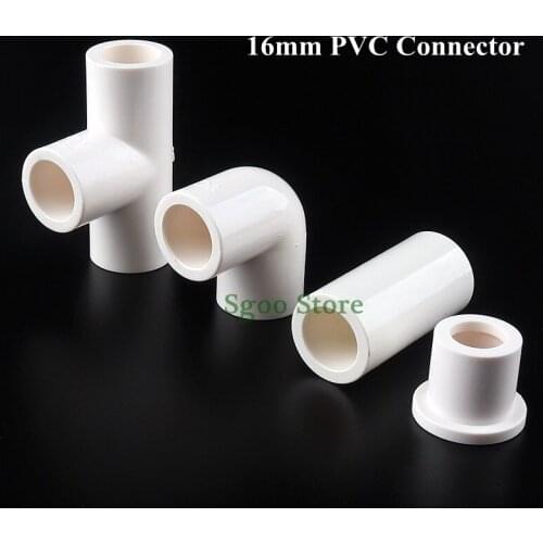 5~50pcs 16mm PVC Water Supply Pipe Fittings Straight Elbow Equal Tee Connectors Plastic Bushing Joint Irrigation Water Parts