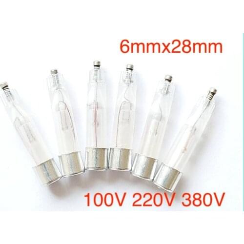 6pcs 6x28mm Neon bulb for Car Circuit DC Tester 100V 220V 380V Auto Vehicle Gauge Test Light Measuring 887 type Pen