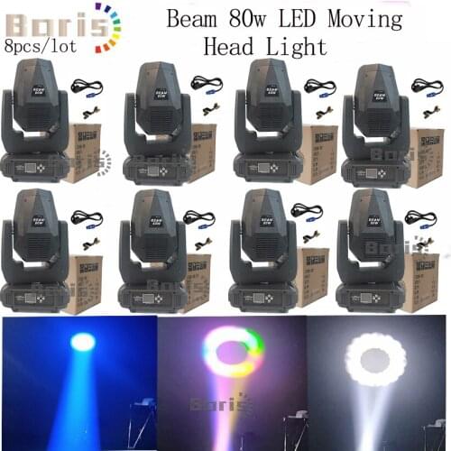 8pcs/lot super bright 80w white Beads LED Moving head beam light Dmx Music Sharpy Stage Lights Lyre for Club DJ Lights