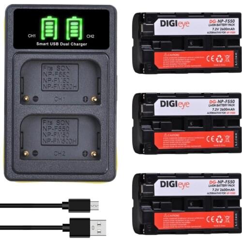 NP-F550 NPF550 NP F550 Battery + LED Dual USB Charger for Sony NP F970 F750 F960 F530 F570 CCD-RV100 CCD-RV200 SC9 TR1 TR940