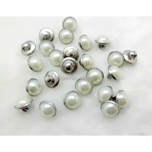 Free shipping -100 Pcs Ivory White Imitation Pearl Buttons Acrylic Shank Sewing Jeans Buttons 10mm Boutons J1985