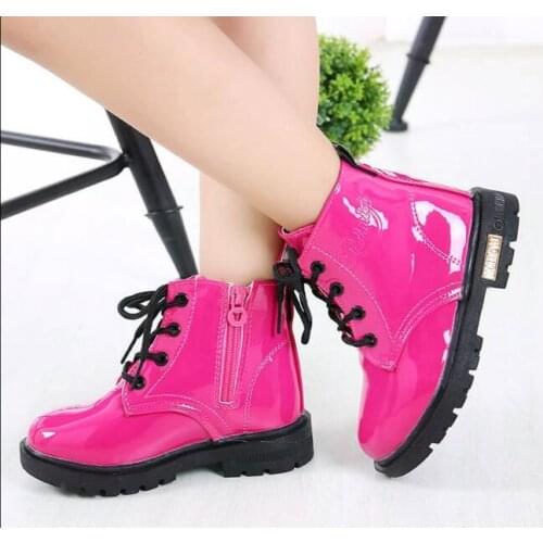 Winter Children Shoes PU Leather Waterproof new Boots Kids Snow Boots Plus velvet to keep warm Girls Boys Rubber boots Fashion