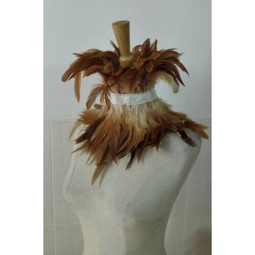 Bronze rooster feather Gothic feather collar # CW17005C