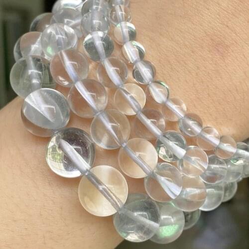 Natural Stone White Crystal Austrian Loose Round Beads For Bracelets Jewelry Making Diy Handmade Accessories 6-12mm Wholesale