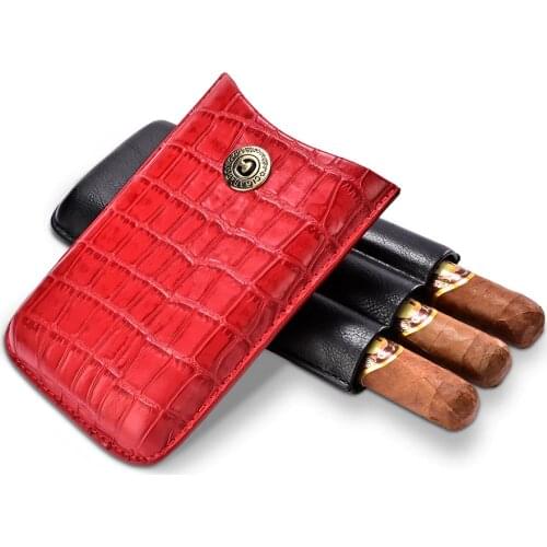 CIGARLOONG Cigar Case Leather Portable Humidor for 3 Cigar Tube