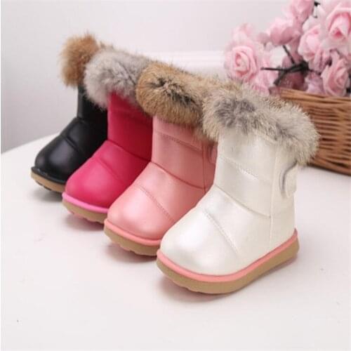 Baby Kids Winter Boots Girls Boys Snow Boots Warm Plush Rabbit Fur Children Winter Boots for Baby Girls Baby Boys Shoes