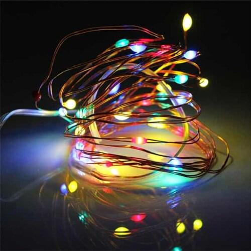 1M/2M 20 LED Copper Wire Fairy Garland Lamp LED String Lights Christmas Wedding Home Party Decoration Powered By CR2032 Battery