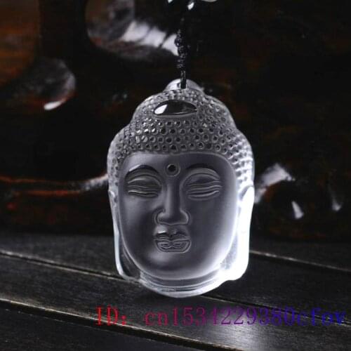 Crystal Buddha Pendant Necklace Gifts Fashion Charm Carved Jadeite Accessories Natural Amulet Jewelry