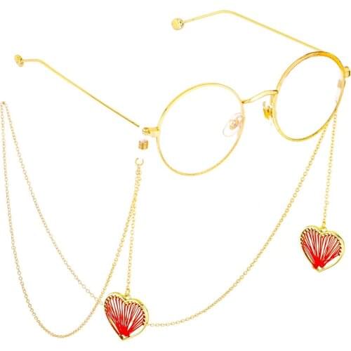 JGL0055 2020 latest design Non-slip accessories metal wire rope gold heart shape pendant glasses chain fashion lady accessories