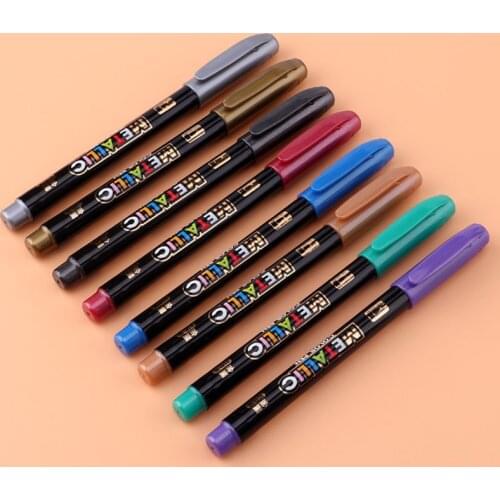 8pc /lot metalli color Pen Art Marker brush pen mark write Stationery Student Office school supplies Calligraphy pen