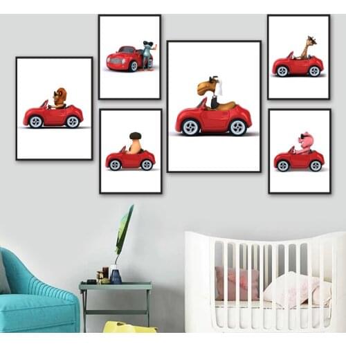 Lion Frog Giraffe Pig Camel Toy Car Sunglasses Wall Art Canvas Painting Nordic Posters And Prints Wall Pictures Kids Room Decor