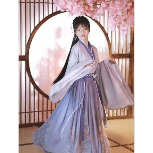 Ancient Chinese Hanfu Traditional Tang Dynasty Princess Women Costume Fairy Dress Folk Emboridery Elegant Female Festival Set