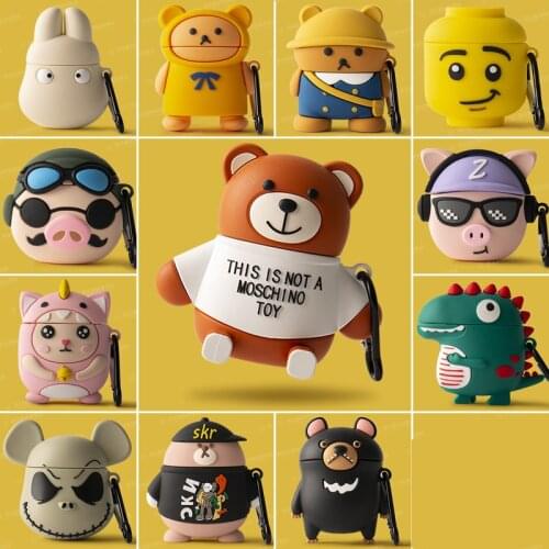 Cool 3D Cute Cartoon Earphone Cases For Apple Airpods 1 Csae Silicone Wireless Bluetooth Headset Cover for Airpods 2 Funda Coque