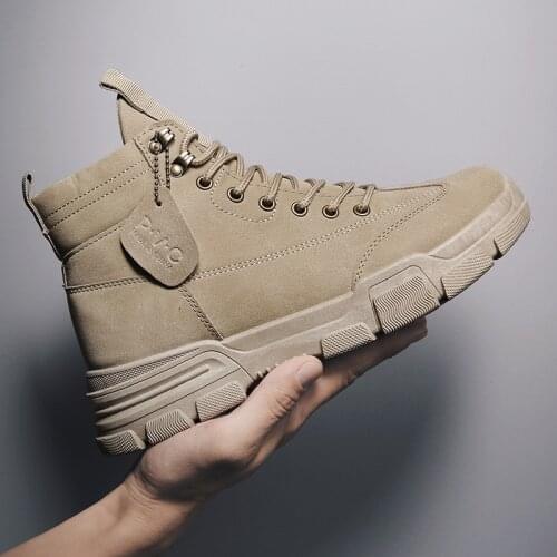 2020 New Men Boots Leather Waterproof Lace Up Military Boots Men Winter Ankle Lightweight Shoes for Men Winter Casual Non Slip99