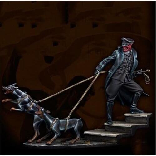 1/22 70mm RED MAN WITH DOG (with base) soldier 70mm toy Resin Model Miniature Kit unassembly Unpainted