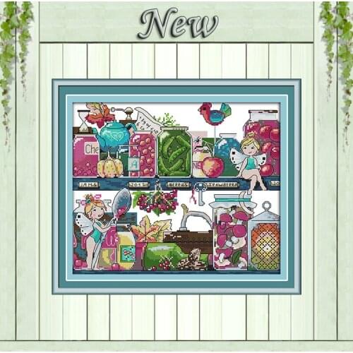 Storeroom cartoon fruits painting counted print on the canvas DMC 11CT 14CT kits chinese Cross Stitch embroidery needlework Sets