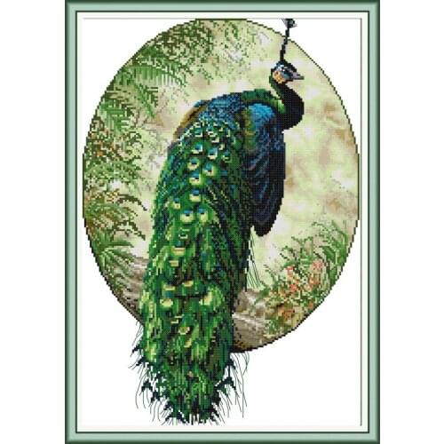 Peacock animal pattern cross stitch kit 14CT11CT canvas printing embroidery kit DIY handmade needlework home decoration painting