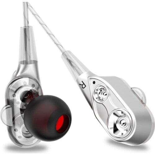 Earphone High bass dual drive stereo In-Ear Earphones With Microphone Computer earbuds For Phone Sport